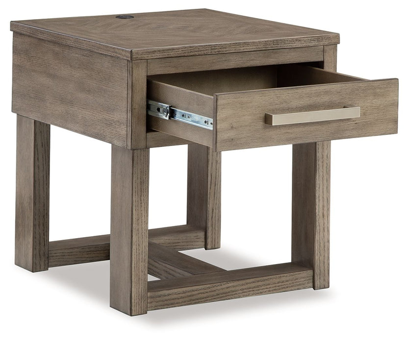 Loyaska - Rectangular End Table - Grayish Brown