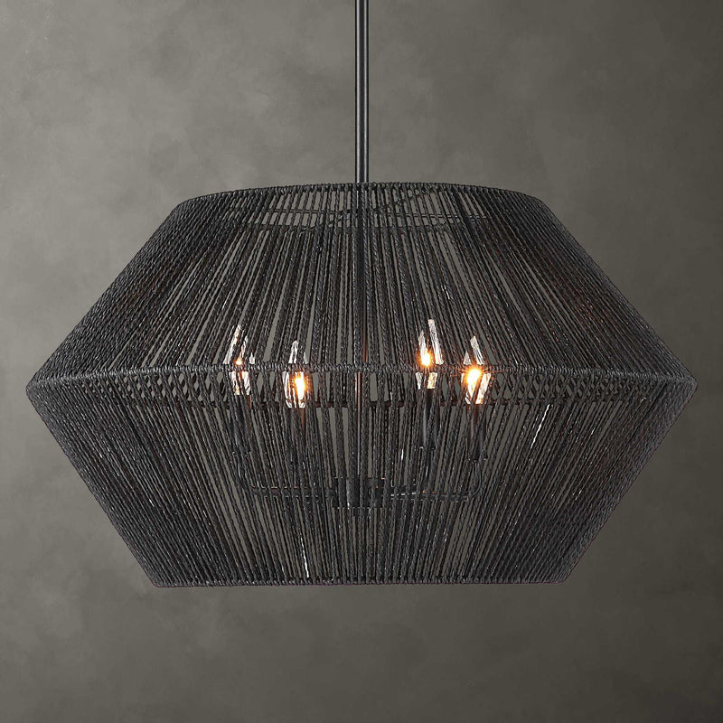 Suva - 4 Light Rope Pendant - Black