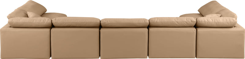 Indulge - Faux Leather 7 Piece Modular U-Shaped Sectional - Tan