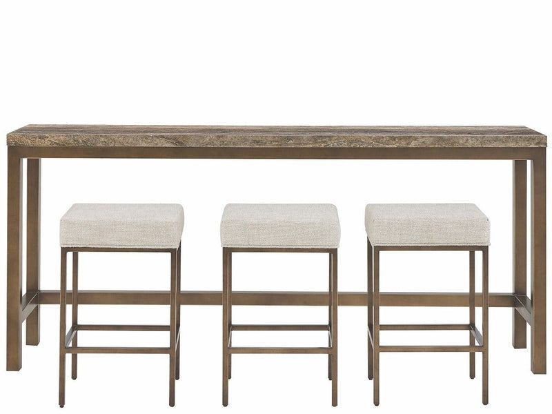 Montclair - Brindle Console With 3 Stools - Light Brown / Beige