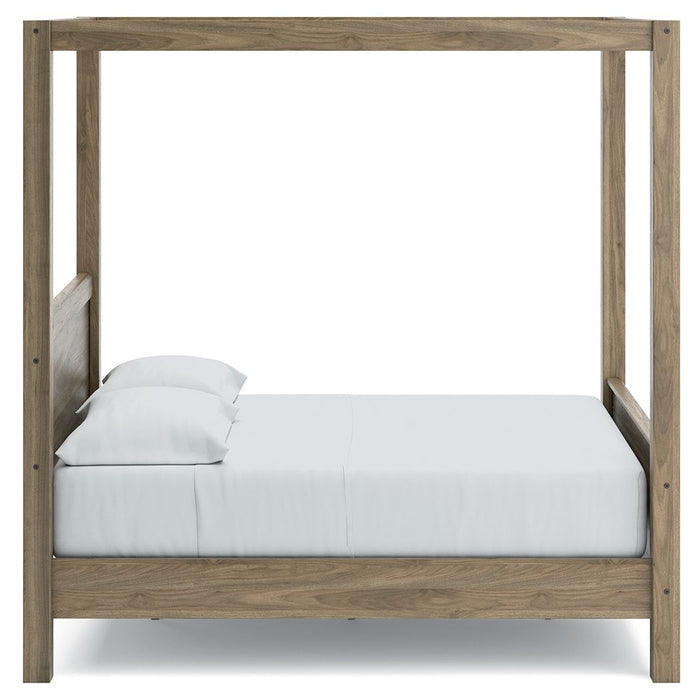 Aprilyn Light Brown Canopy Bed - Queen