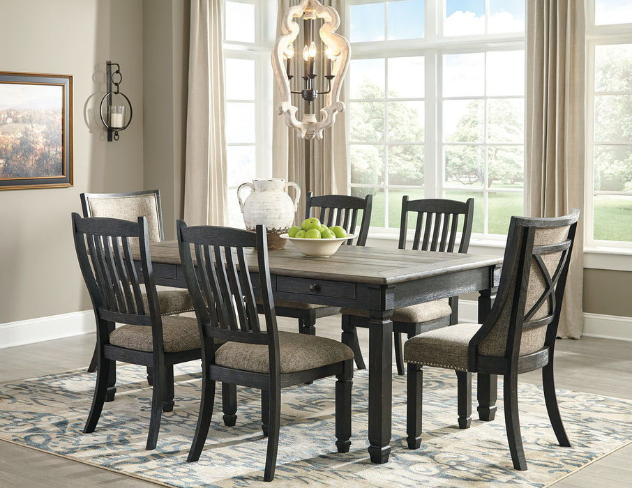 Tyler Creek Dark Gray 7 Pc. Dining Room Table, 4 Side Chairs, 2 Upholstered Side Chairs