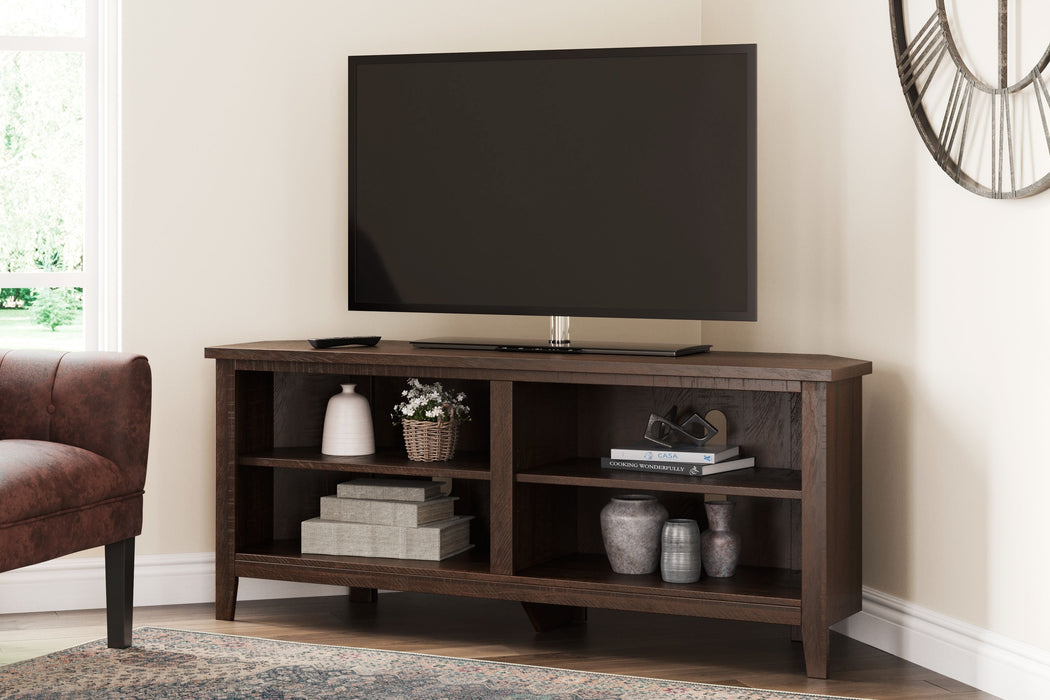 Camiburg Warm Brown Corner TV Stand