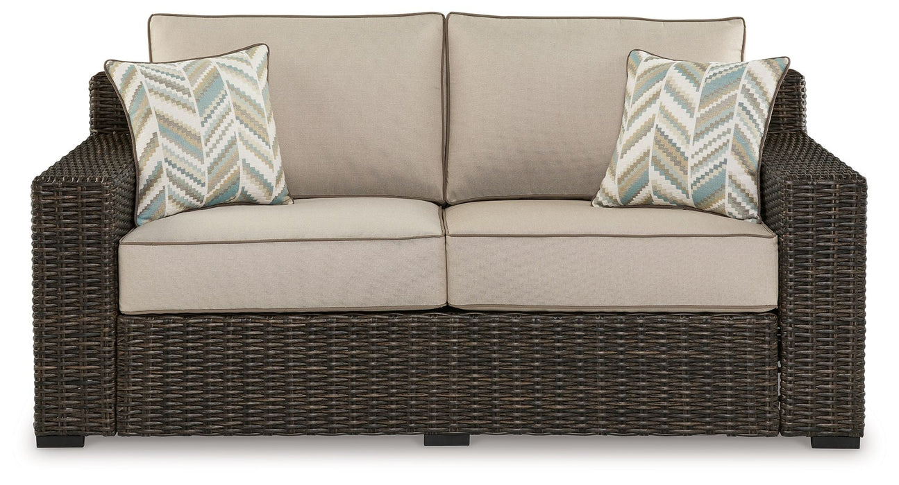 Coastline Bay - Loveseat W/Cushion - Brown