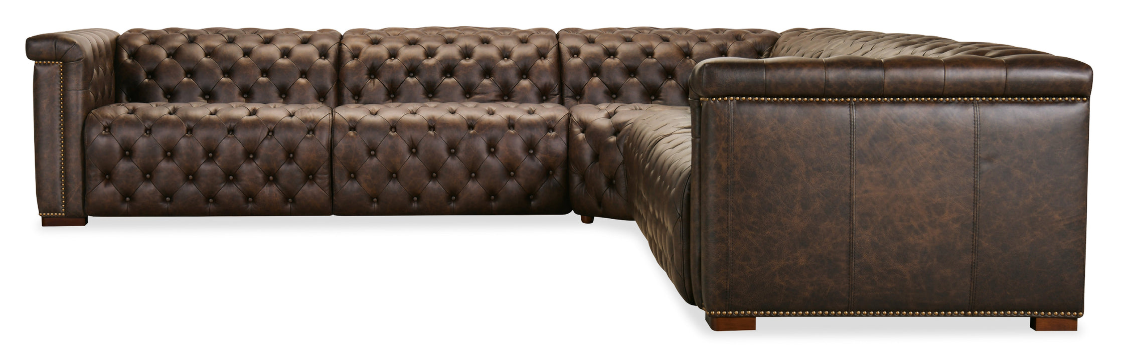 Savion Deux 5 Seat Sectional with Power Headrests and 3 Power Recliners