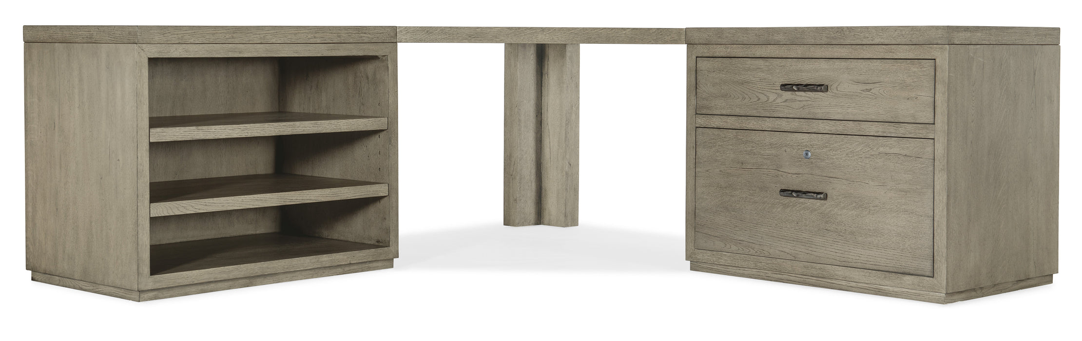 Linville Falls Corner Desk with Lateral File and Open Desk Cabinet