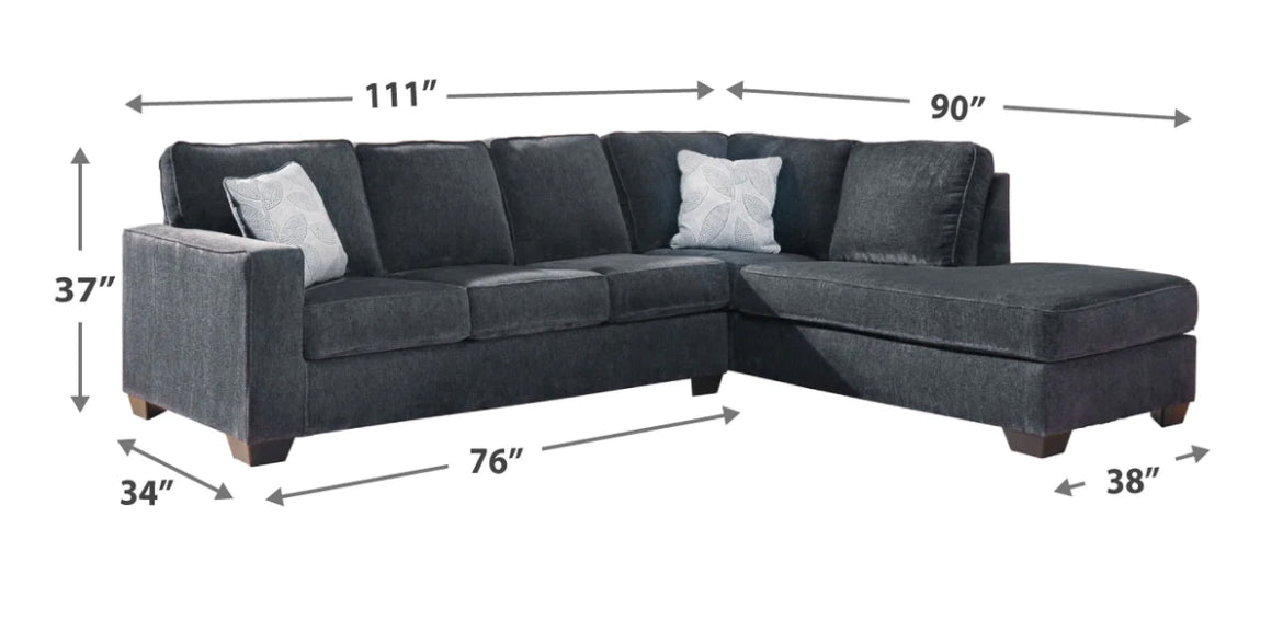 Altari Sectional - Full Sleeper with Chaise  - Slate