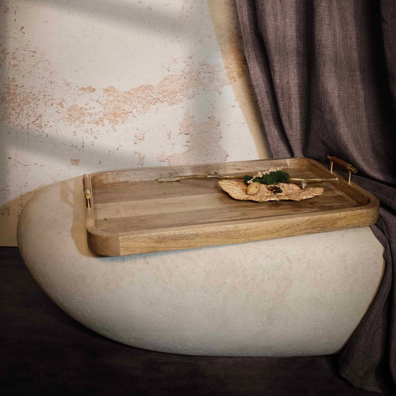 Mango Rounded Edge Tray With Handles