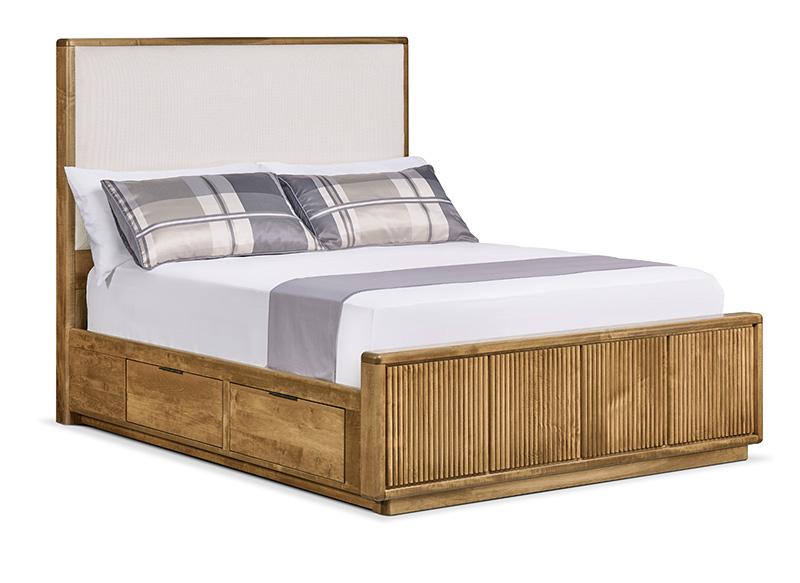 Lotus Wood Base 4 Drawer Storage Platform Bed with Fabric Headboard Collection
