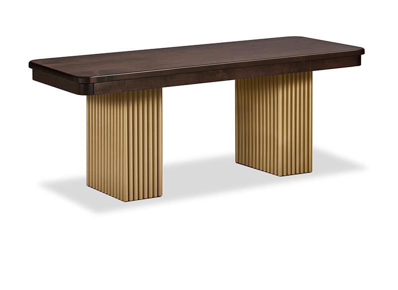 Lotus Metal Pedestal Bench with Wood Seat Collection