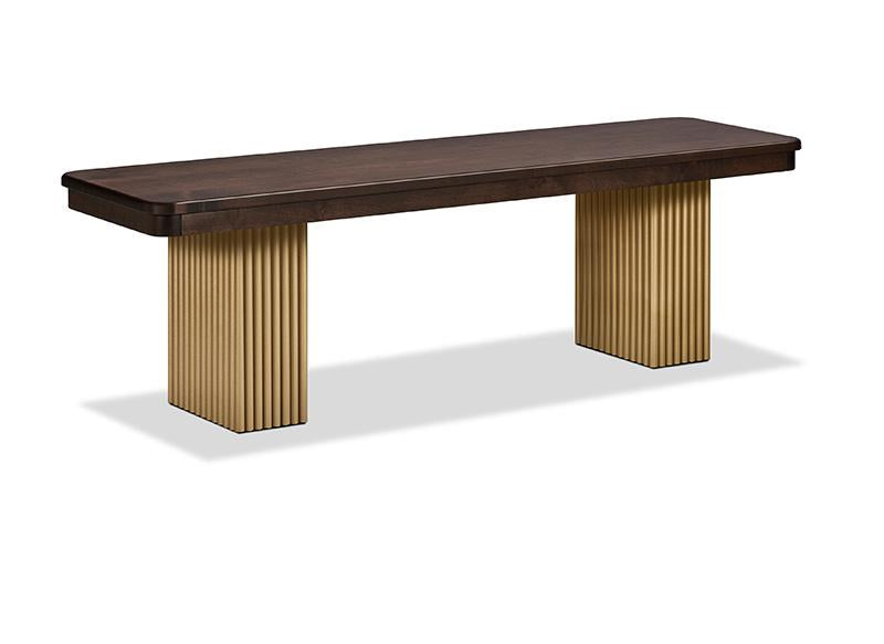 Lotus Metal Pedestal Bench with Wood Seat Collection
