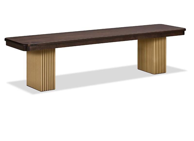 Lotus Metal Pedestal Bench with Wood Seat Collection