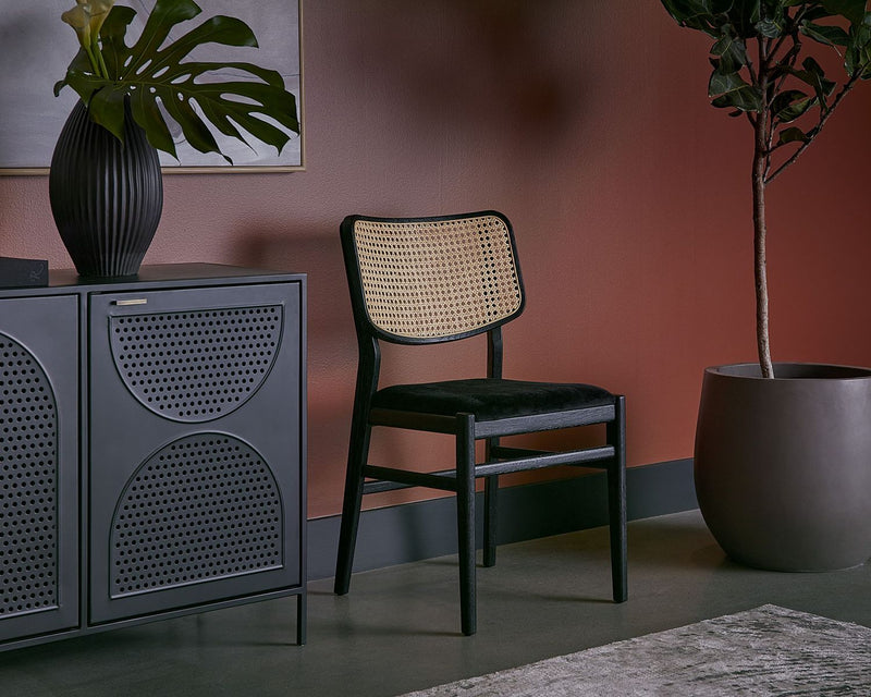 Annex Dining Chair Velvet Black / Natural