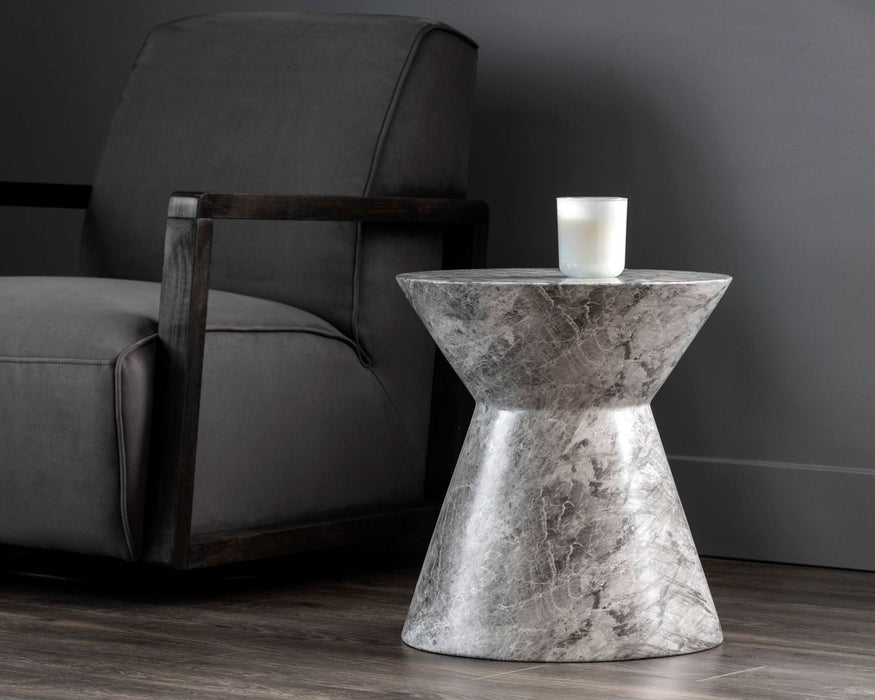 Astley End Table Marble Look Grey