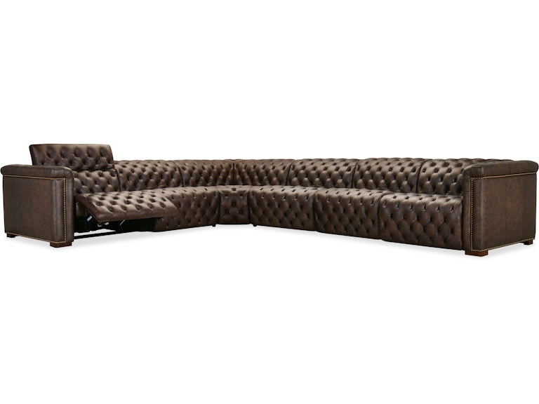 Savion Deux 6 Seat Sectional with Power Headrests and 3 Power Recliners