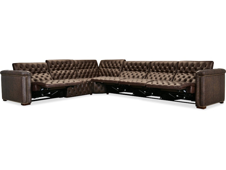 Savion Deux 6 Seat Sectional with Power Headrests and 4 Power Recliners