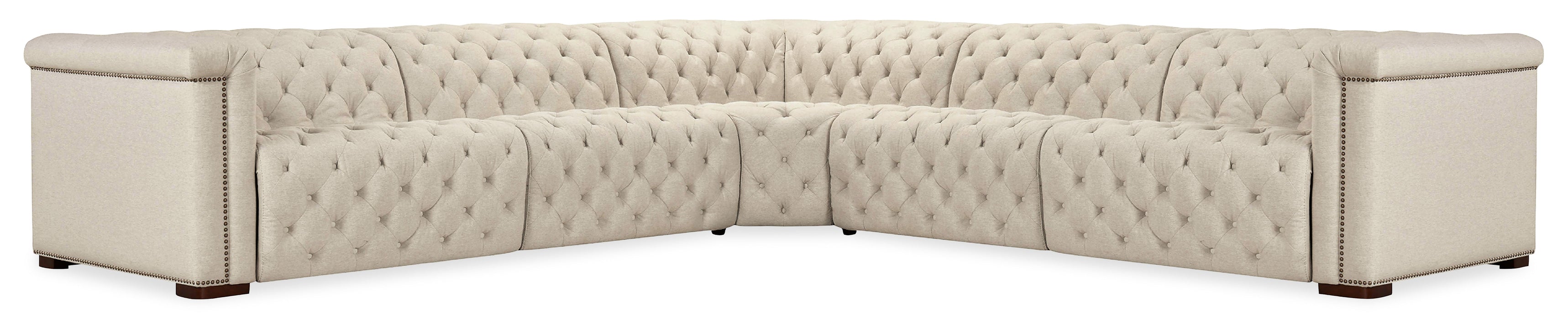 Savion Deux 5 Seat Sectional with Power Headrests and 3 Power Recliners