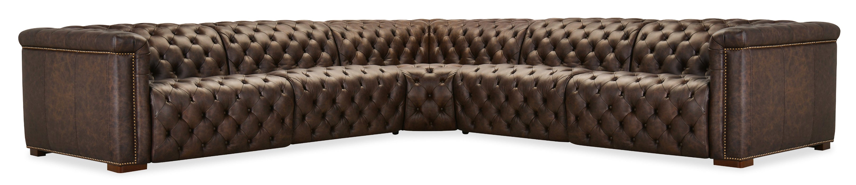 Savion Deux 5 Seat Sectional with Power Headrests and 3 Power Recliners