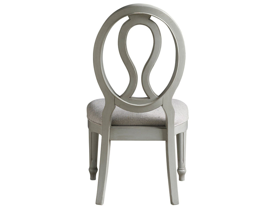 Summer Hill French Gray Pierced Back Side Chair Pearl Silver