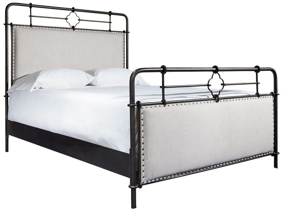 Curated Upholstered Metal Bed Pearl Silver
