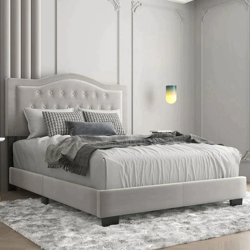 Pixie 60" Queen Bed in Light Grey - Furniture Depot