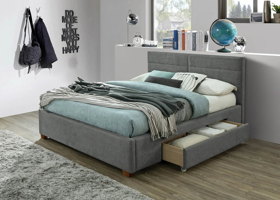 Emilio 60" Queen Platform Bed with Drawers in Light Grey - Furniture Depot