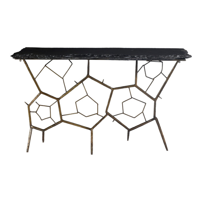 Nate Slate Console Table Brass