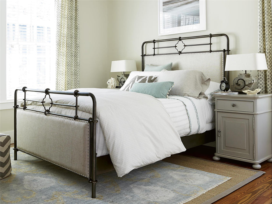 Curated Upholstered Metal Bed Pearl Silver