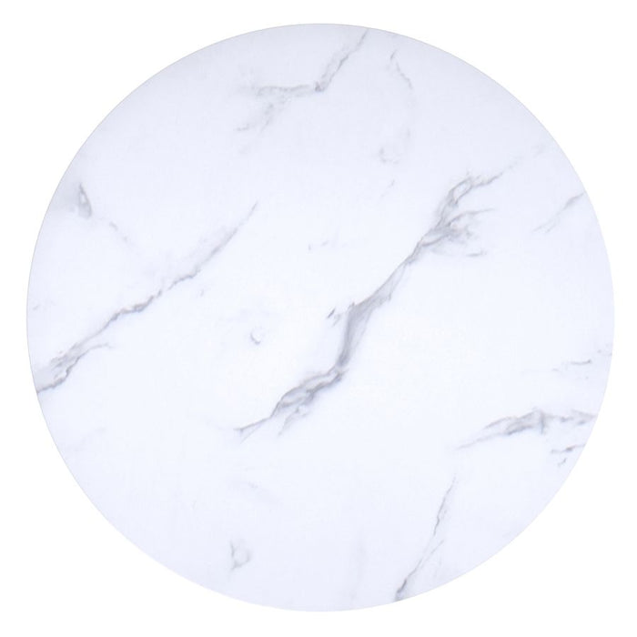 Zilo 48" Round Dining Table in White Faux Marble and Black