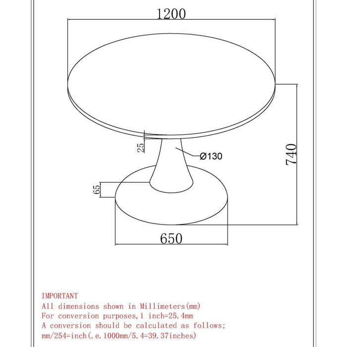 Zilo 48" Round Dining Table in White Faux Marble and Black