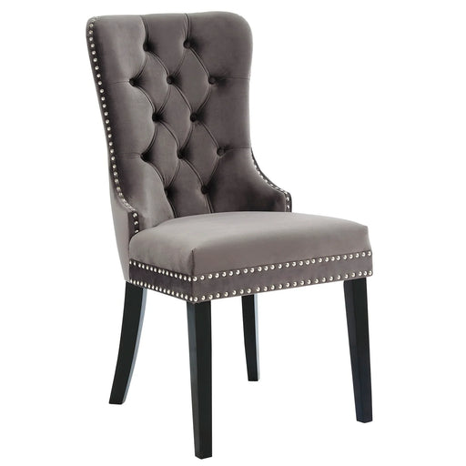 Rizzo Side Chair, set of 2 in Grey Velvet - Furniture Depot
