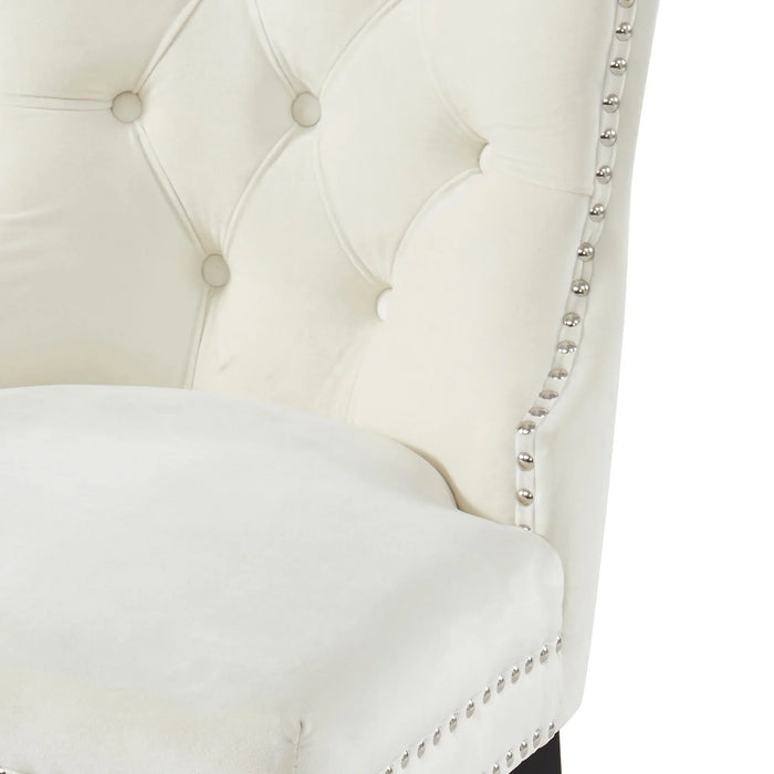 Rizzo Side Chair, set of 2 in Ivory Velvet - Furniture Depot