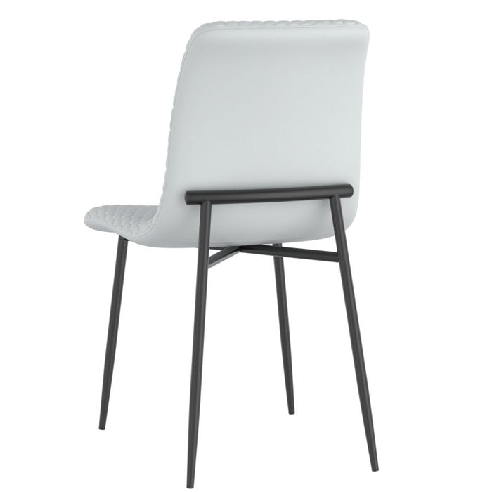 Brixx Dining Chair, Set of 2, in Light Grey Faux Leather and Black