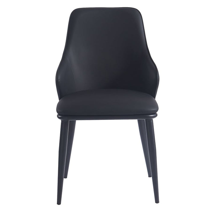 Kash Dining Chair, Set of 2, in Black Faux Leather and Black