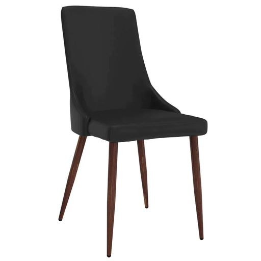 Cora Side Chair, set of 2 in Black Faux Leather - Furniture Depot
