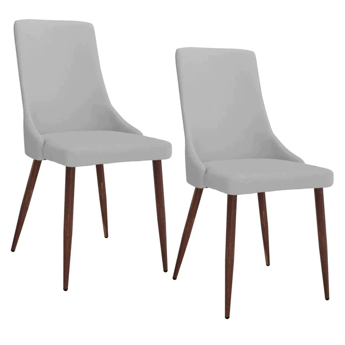 Cora Side Chair, set of 2 in Light Grey Faux Leather - Furniture Depot