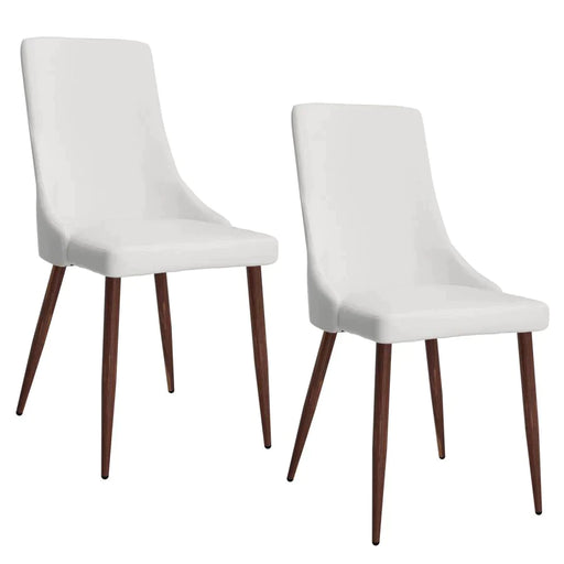 Cora Side Chair, set of 2 in White Faux Leather - Furniture Depot