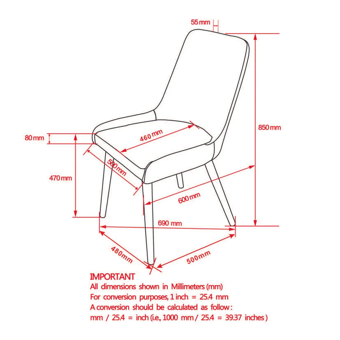 MIA-SIDE CHAIR-LIGHT GREY/GREY LEG (SET OF 2 ) - Furniture Depot