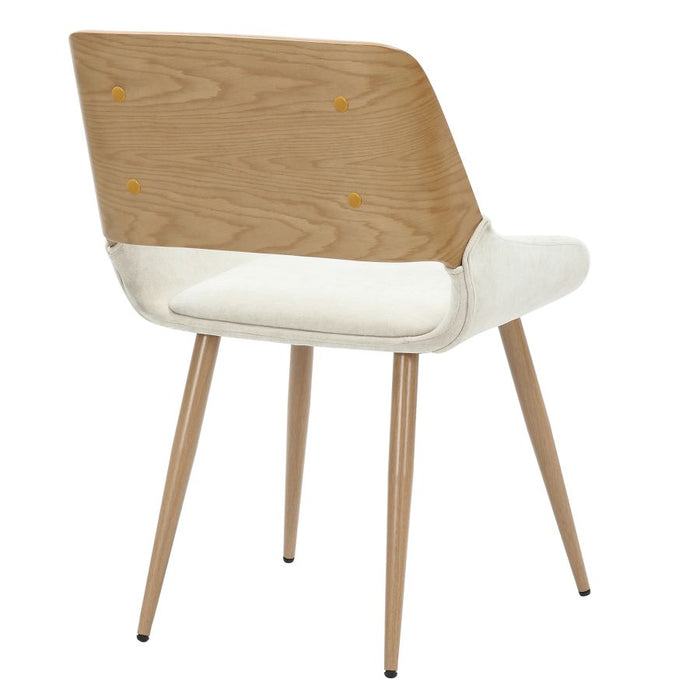 Hudson Dining Chair in Beige Fabric and Natural Metal and Wood