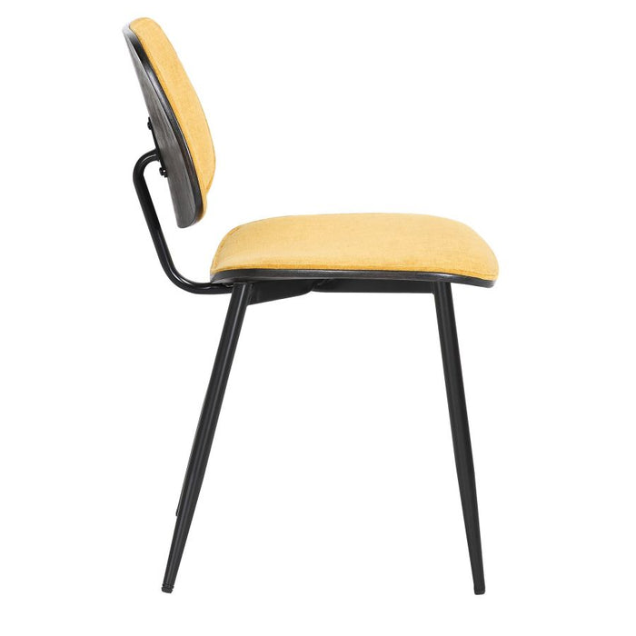 Capri Side Chair, Set of 2, in Mustard, Walnut and Black