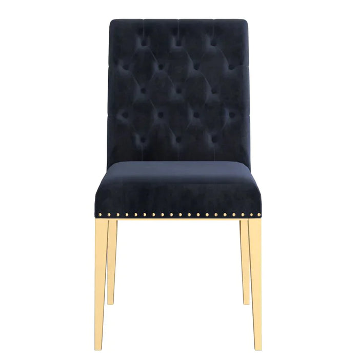 Azul Side Chair, set of 2, in Black with Gold Legs - Furniture Depot