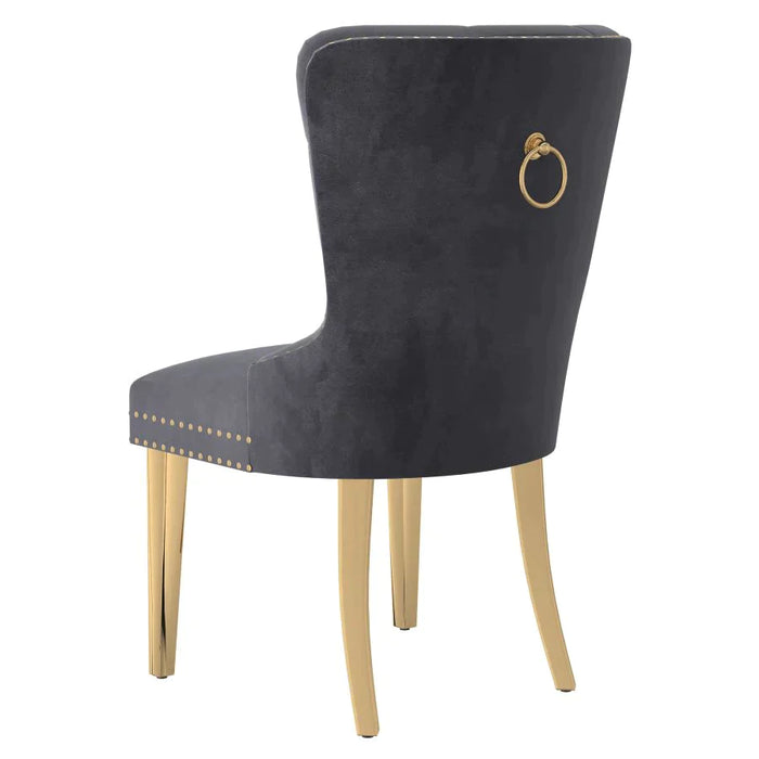 Mizal Side Chair, set of 2, in Grey with Gold - Furniture Depot