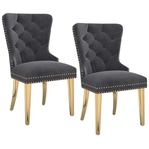 Mizal Side Chair, set of 2, in Grey with Gold - Furniture Depot
