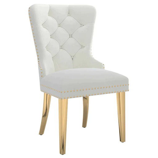Mizal Side Chair, set of 2, in Ivory with Gold - Furniture Depot