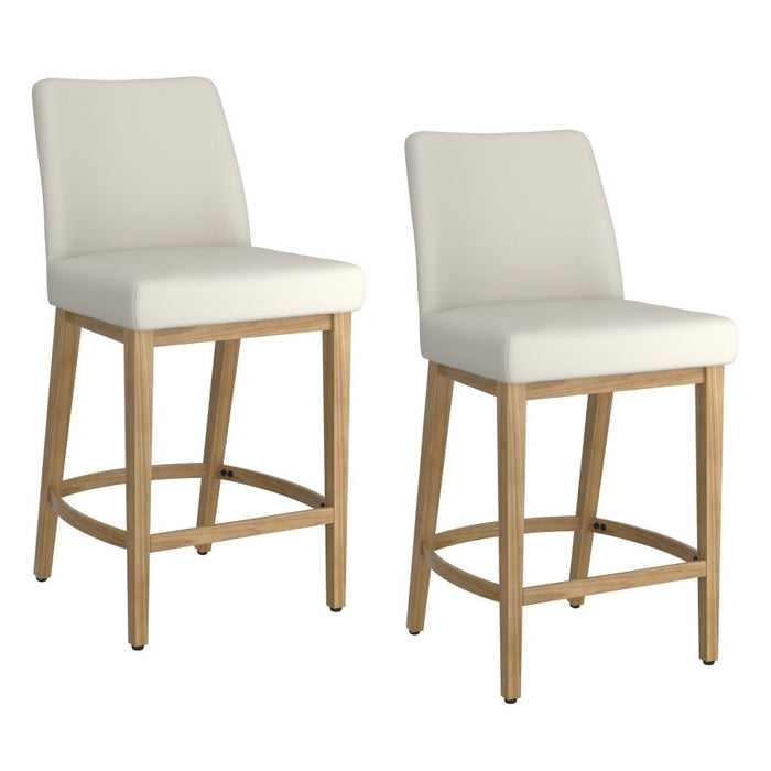 Jace 26" Counter Stool, Set of 2, in Beige Fabric and Natural