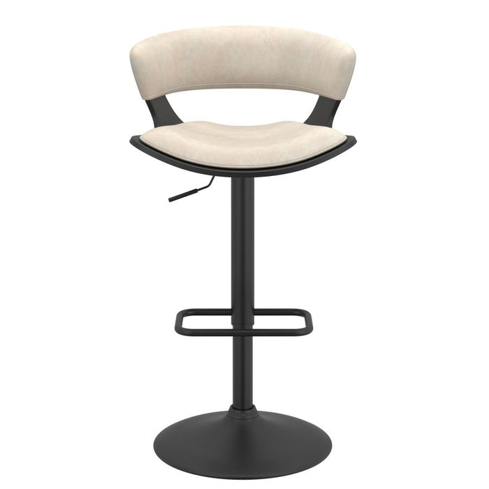 Rover Adjustable Air Lift Stool in Ivory and Black