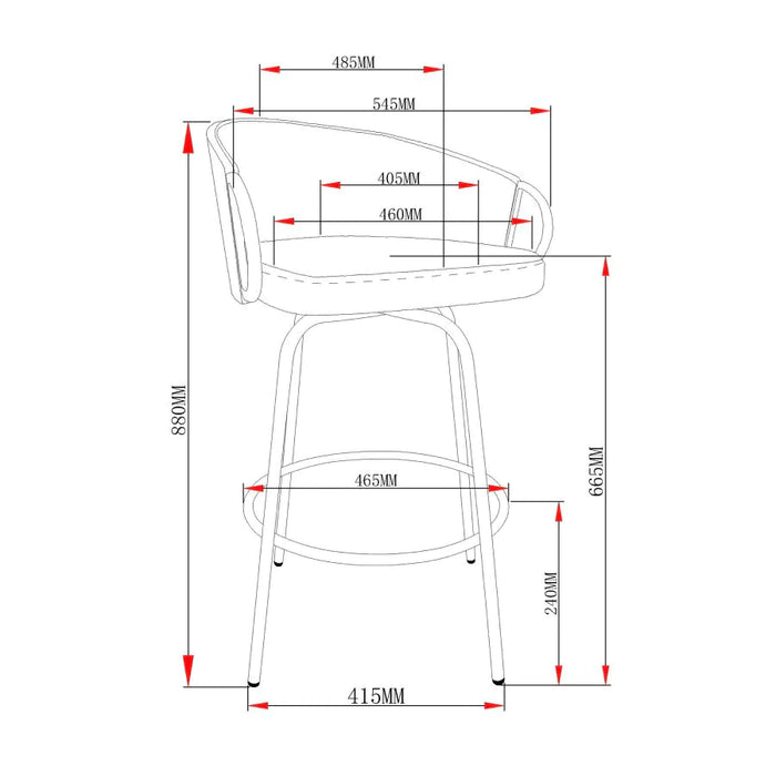 Lavo 26" Counter Stool, Set of 2 in Black and Gold - Furniture Depot