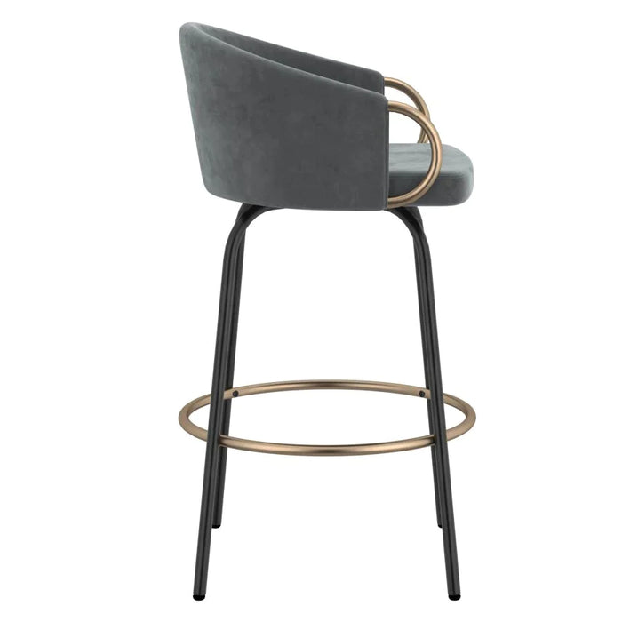 Lavo 26" Counter Stool, Set of 2 in Grey and Black and Gold - Furniture Depot