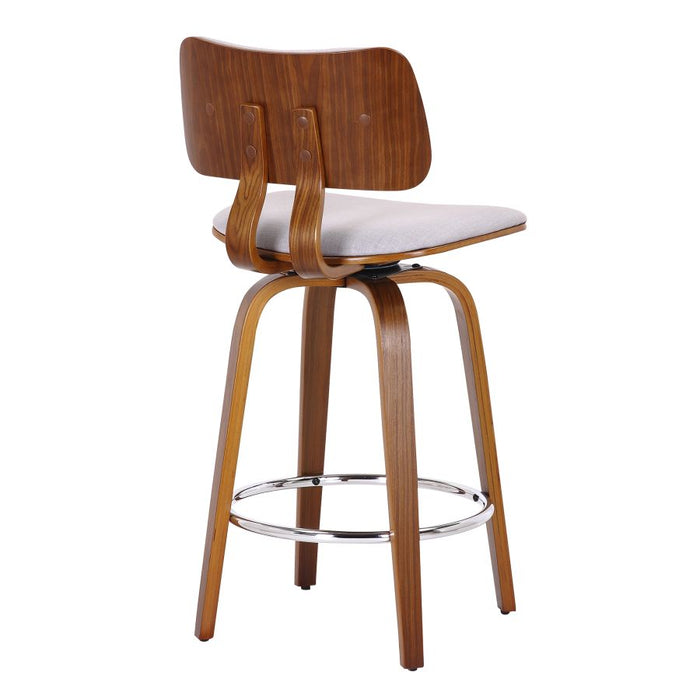 Zuni 26" Counter Stool with Swivel in Grey Fabric and Walnut