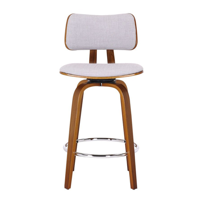 Zuni 26" Counter Stool with Swivel in Grey Fabric and Walnut